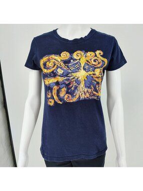 Ripple Junction Women's Doctor Who Tardis Van Gogh Oil Painting T-Shirt (M)